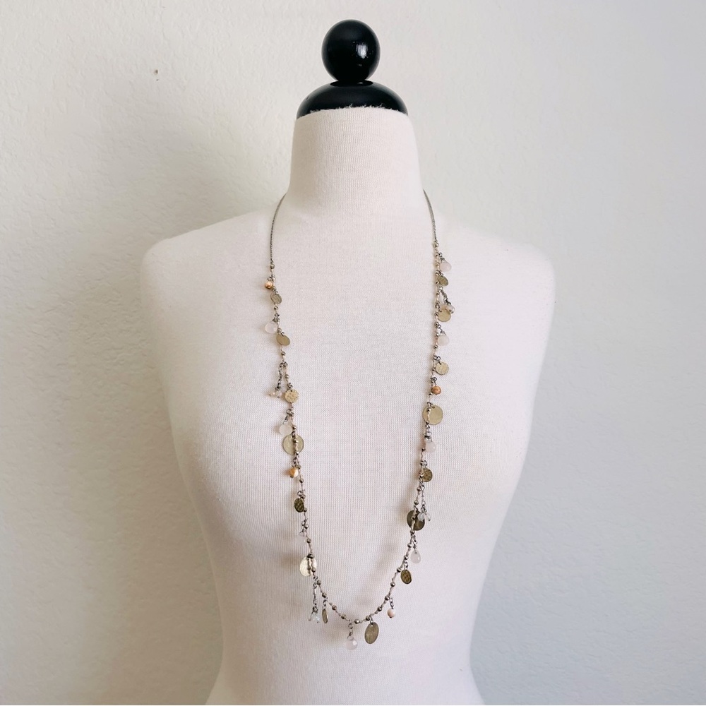 LOFT Gold and Silver Beaded Statement Necklace